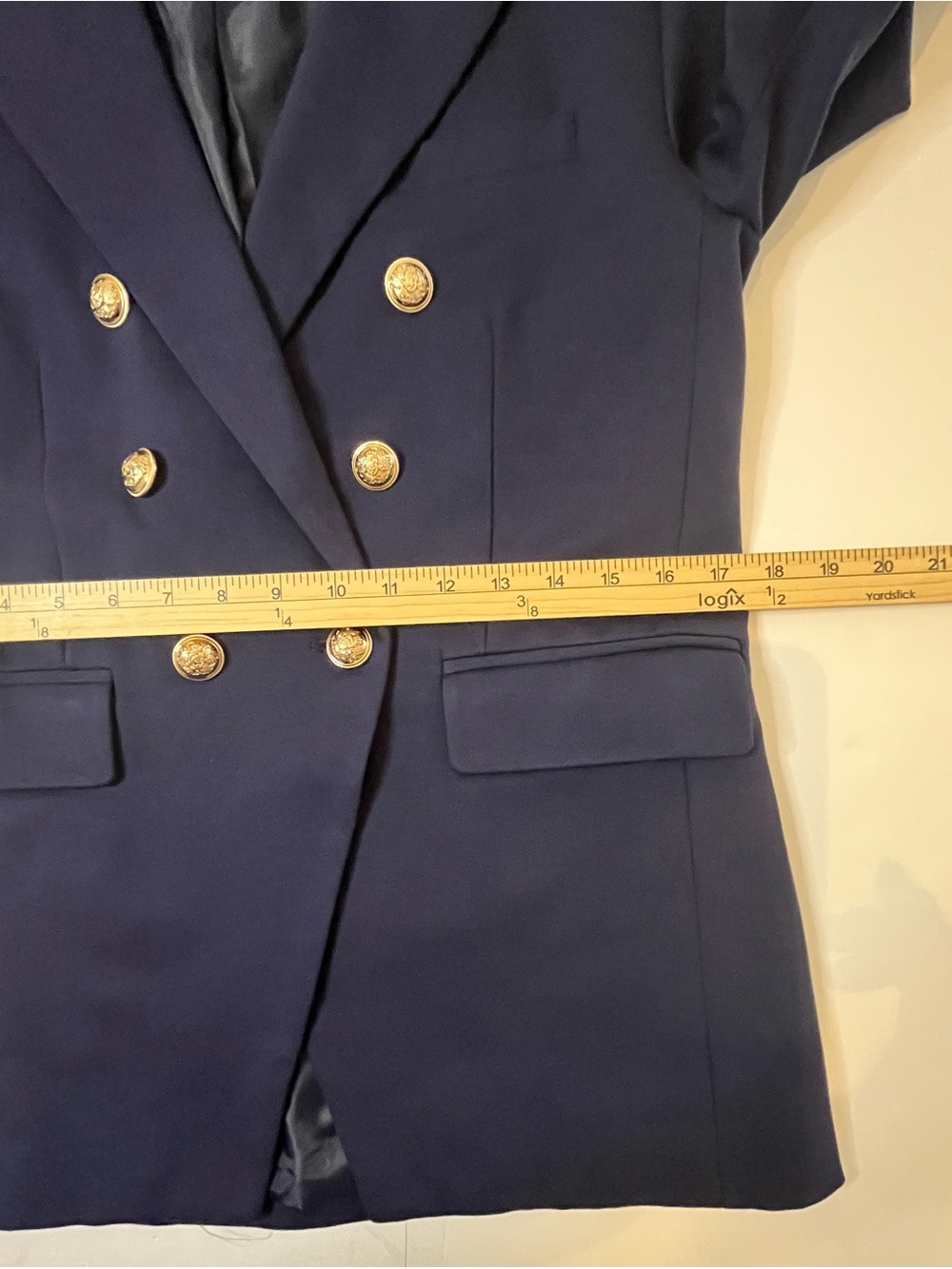 Anthropologie Dolan Navy Ponte Military Blazer Gold Buttons S - Picture 13 of 16